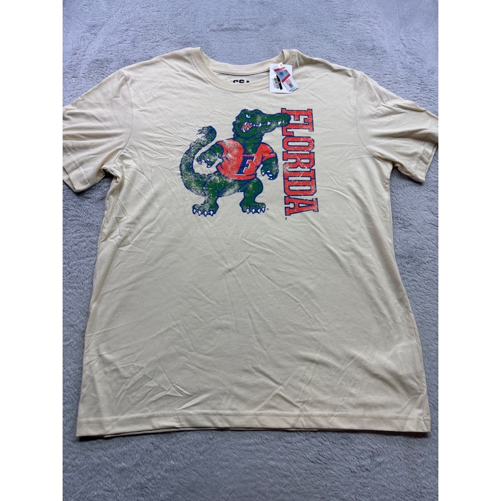 Florida Gators Mens XL Cream Distressed Mascot Graphic T-Shirt NWT